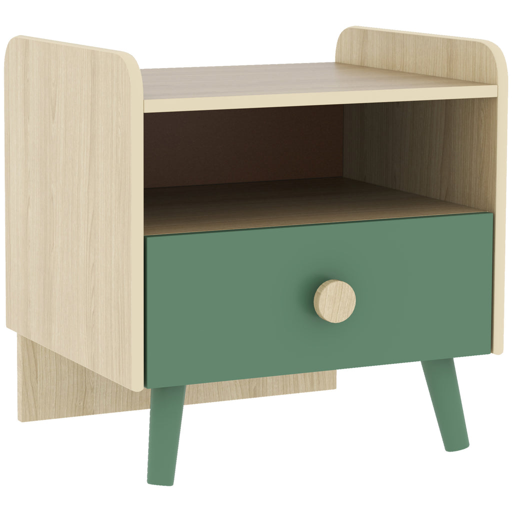 Table de chevet enfant table de nuit enfant avec tiroir et niche, petite table d'appoint en bois pour chambre d'enfant-0