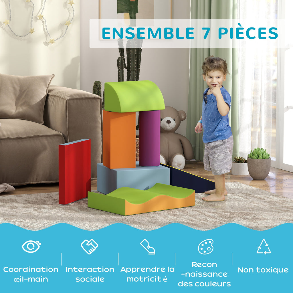 7PCS Module motricité bébé parcours motricité bébé en mousse EPE pour enfants d'âge préscolaire, multicolore-3
