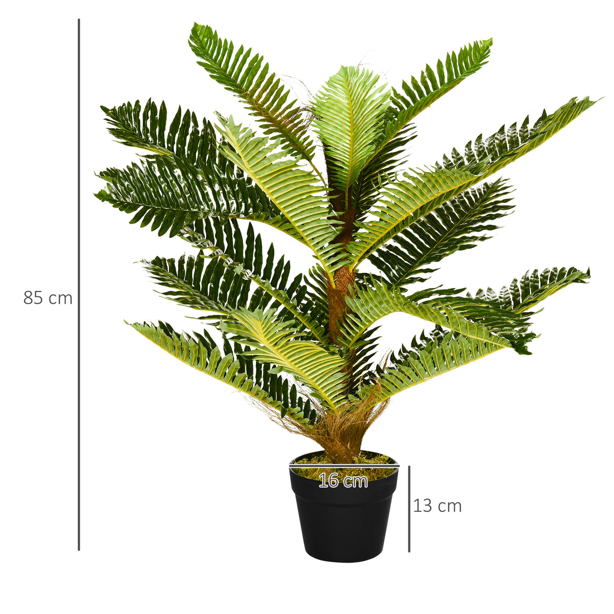 Élethű műpálma cserépben – 18 PEVA levéllel, 85 cm