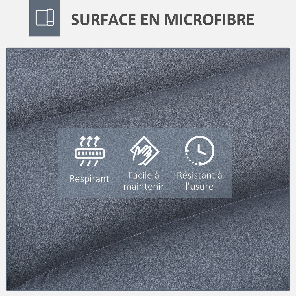 Fauteuil de sol paresseux pivotant 360° avec dossier inclinable design capitonné 62 x 62 x 95 cm gris foncé-5