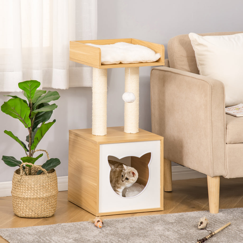 Arbre à chat griffoir pour chat arbre à grimper niche maison pour chat plate-forme supérieure balle suspendue hauteur 81 cm