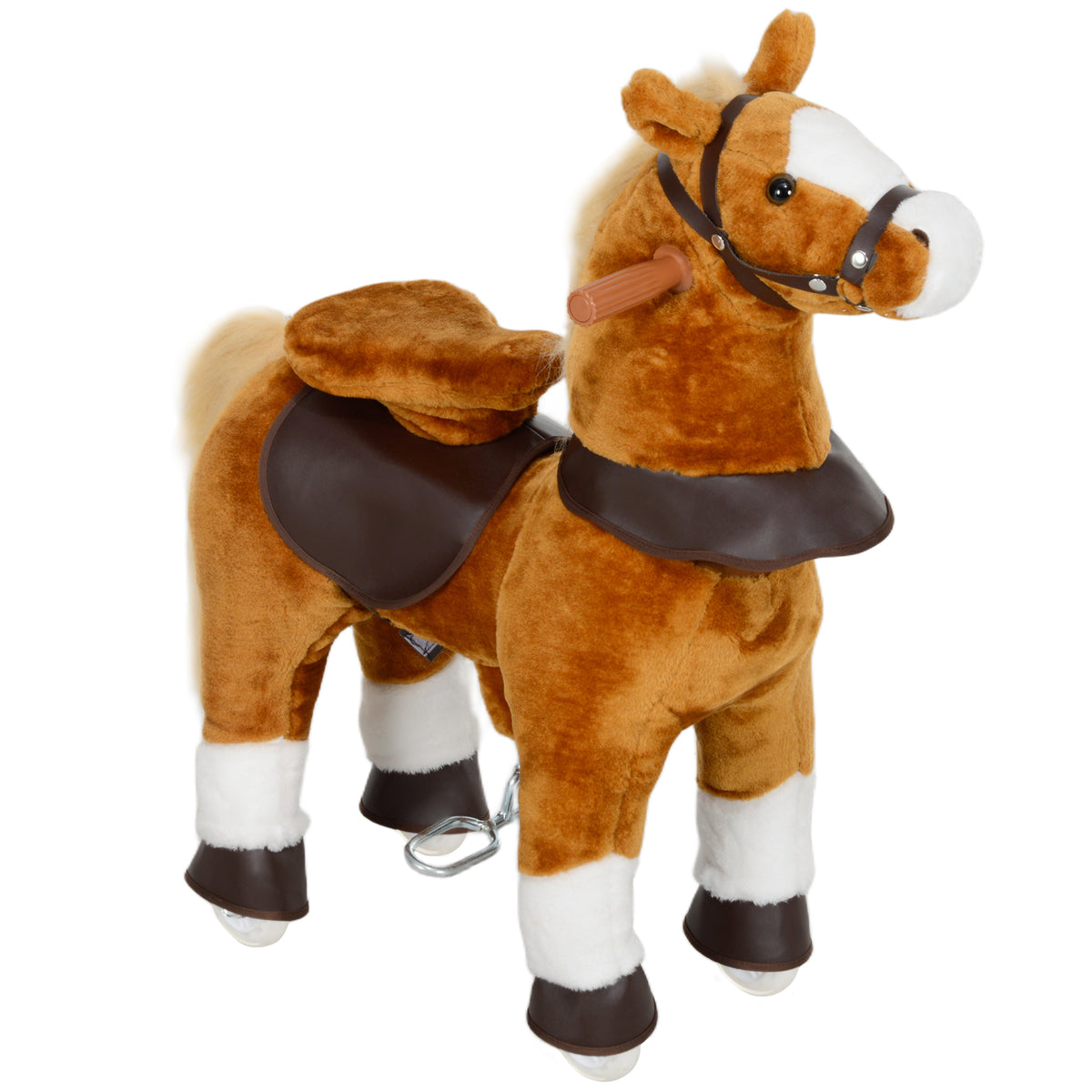 Cheval à monter pour enfant cheval à roulettes selle surélevée pour enfants 3-5 ans charge 60 kg 70 x 28 x 70 cm marron