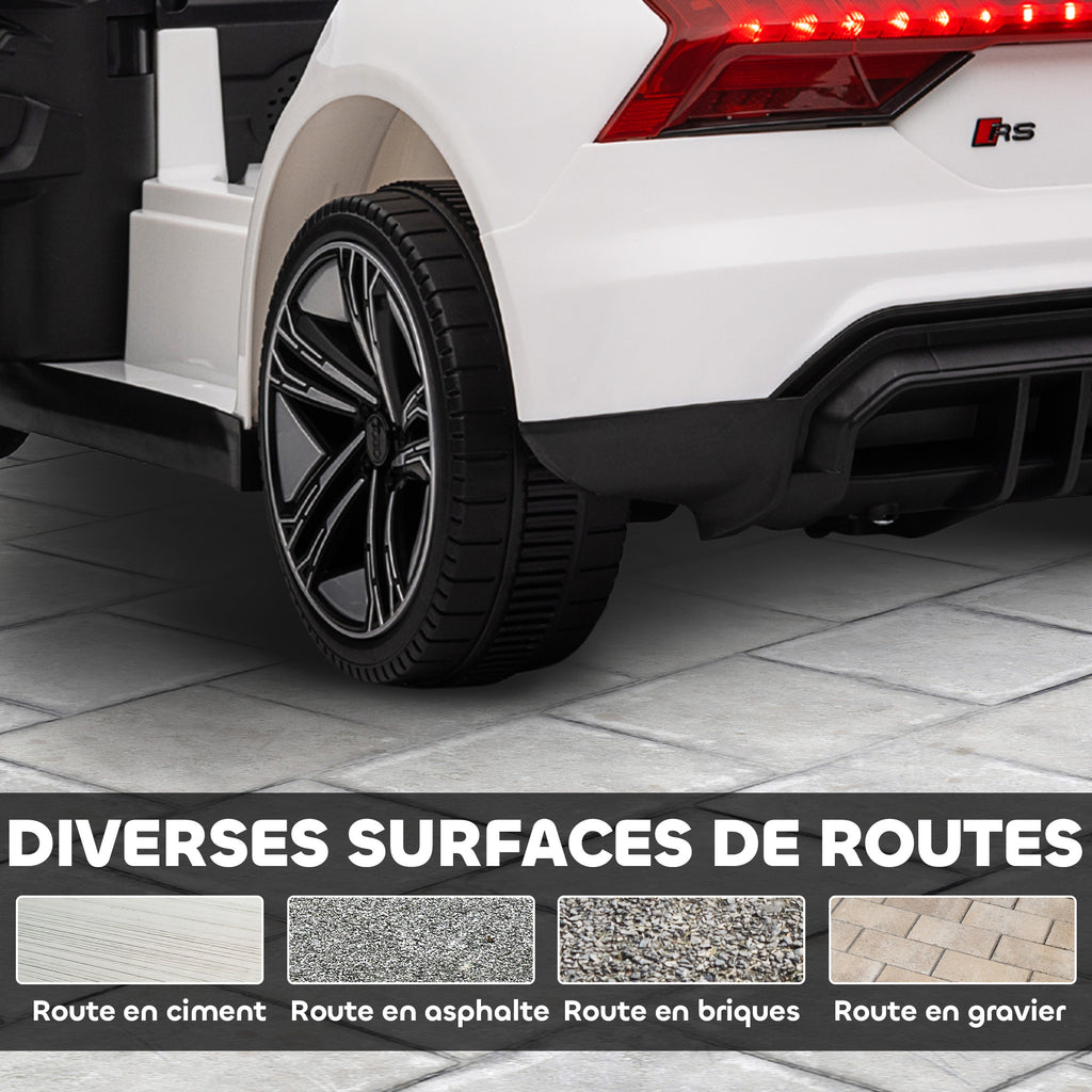Voiture électrique enfant 12 V - véhicule électrique avec télécommande parentale fournie - V. Max. 5 Km/h - effets sonores, lumineux - Audi RS E-tron GT blanc