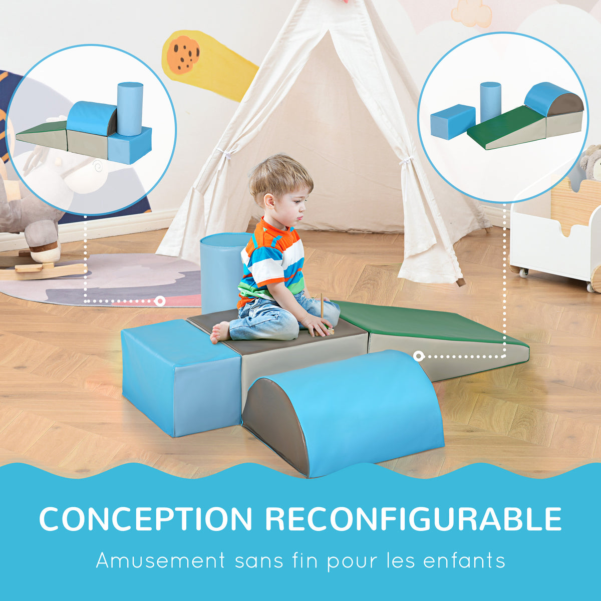 5PCS Module motricité bébé parcours motricité bébé en mousse EPE pour enfants d'âge préscolaire, multicolore