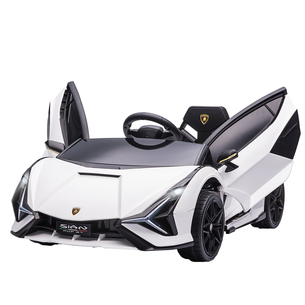Voiture électrique Enfants de Sport Véhicule électrique Lamborghini Sian 12 V - V. Max. 5 Km/h avec Télécommande 2,4G Effets sonores + Lumineux Blanc