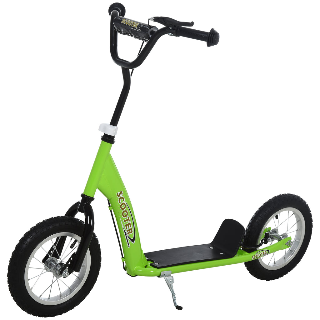 Trottinette patinette Enfants à partir de 5 Ans Grandes Roues Guidon réglable poignée Frein et béquille Acier Vert
