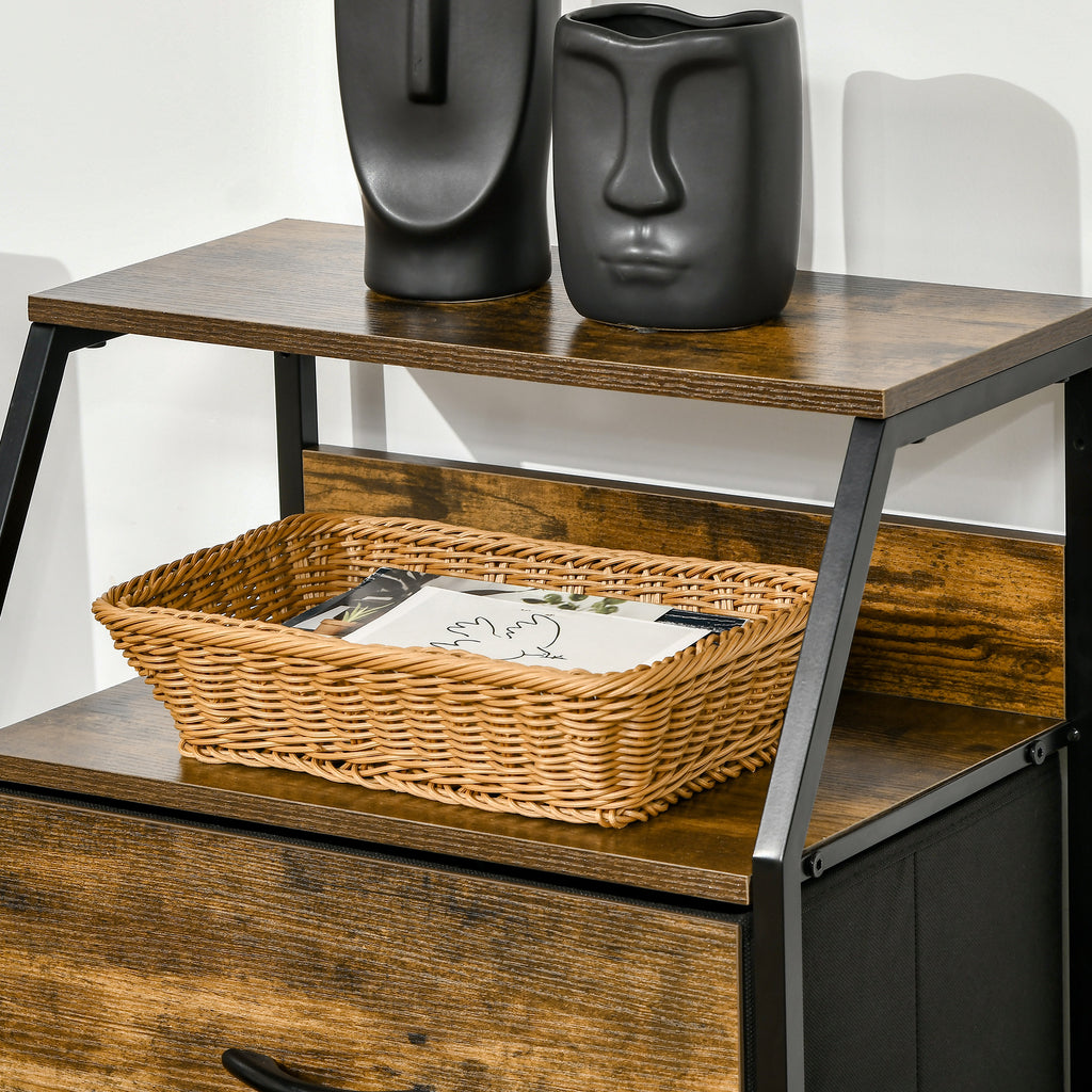 Meuble de rangement style industriel commode 3 tiroirs en tissu amovibles et 2 étagères - 44 x 29 x 92 cm - bois et métal-7