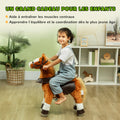 Cheval à monter pour enfant cheval à roulettes selle surélevée pour enfants 3-5 ans charge 60 kg 70 x 28 x 70 cm marron