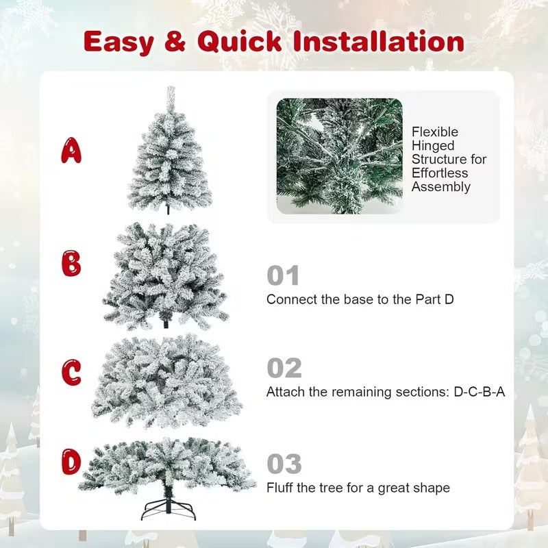 Christmas Snow Hinged Pine Tree-3
