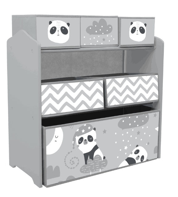 Meuble rangement enfant rangement jouet enfant 6 boîtes amovibles en tissu non tissé 63 x 30 x 66 cm gris-0