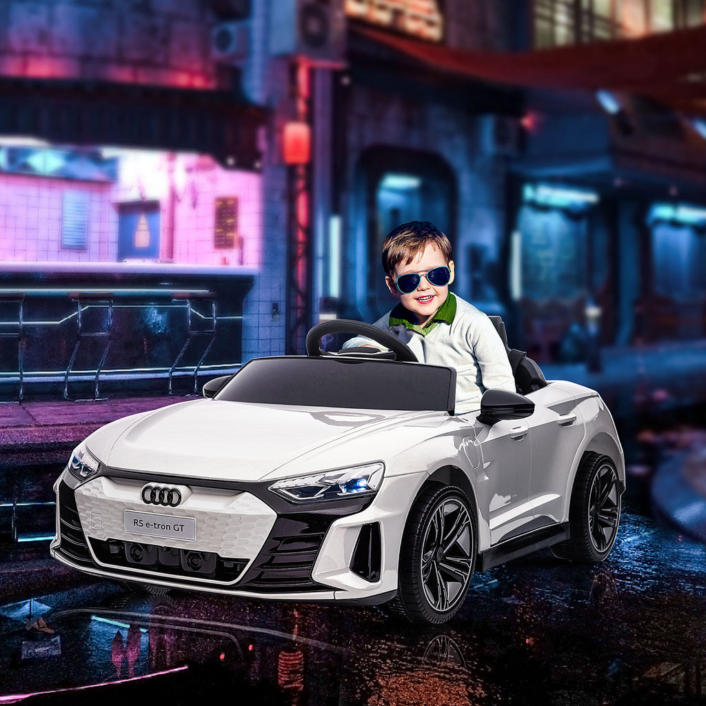 Voiture électrique enfant 12 V - véhicule électrique avec télécommande parentale fournie - V. Max. 5 Km/h - effets sonores, lumineux - Audi RS E-tron GT blanc