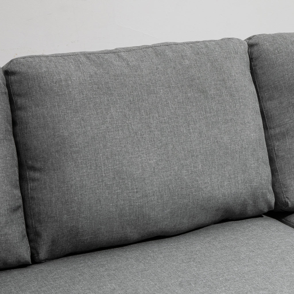 Canapé d'angle convertible canapé lit canapé 3 places modulable avec méridienne réversible, coffre de rangement intégré et 3 coussins de dossier, tissu aspect lin, gris-9
