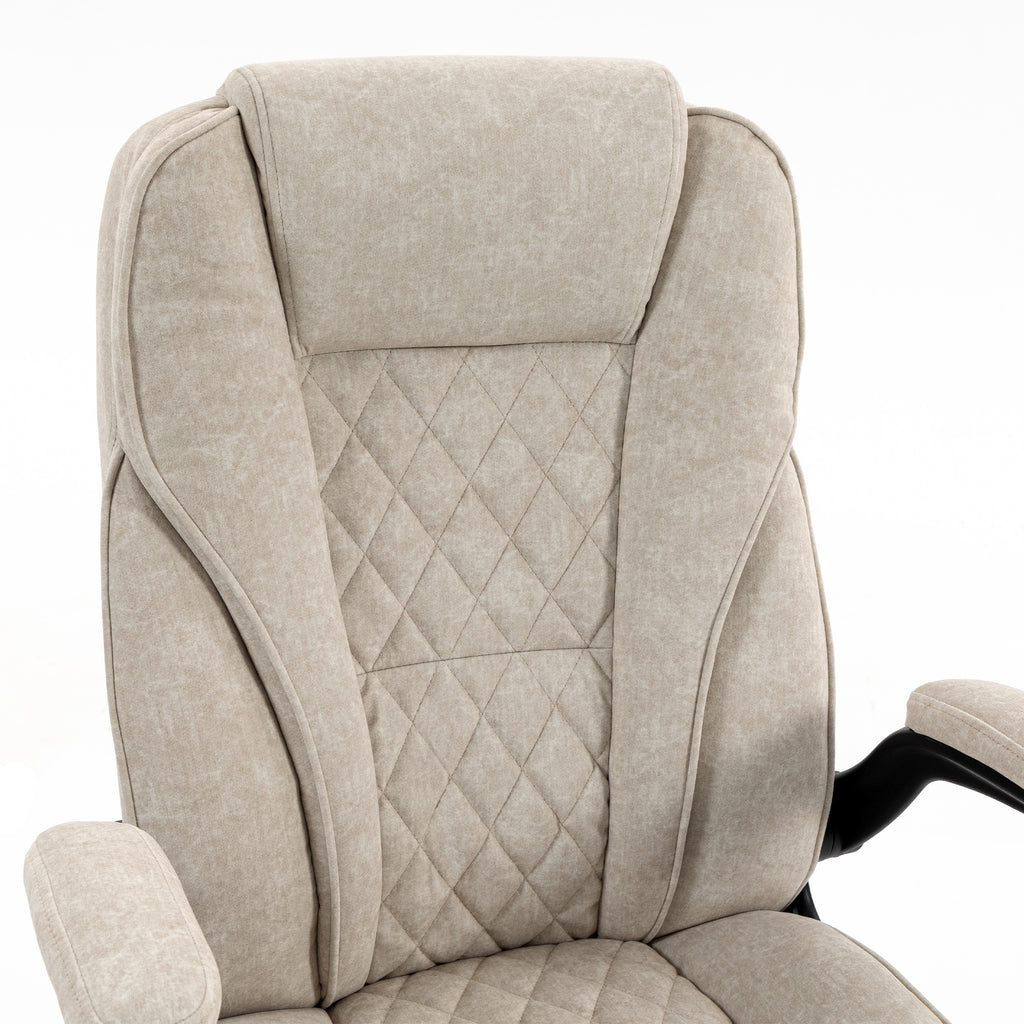 Fauteuil de bureau, chaise bureau ergonomique, hauteur réglable, accoudoirs relevables, 70 x 70 x 114-122 cm, beige-9