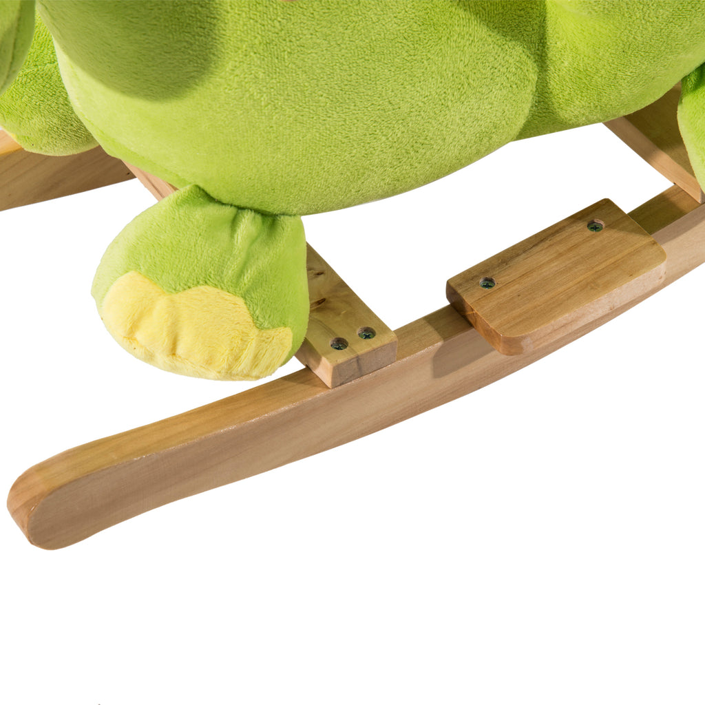 PawHut zenélő plüss dinoszaurusz hintajáték biztonsági övvel, zöld