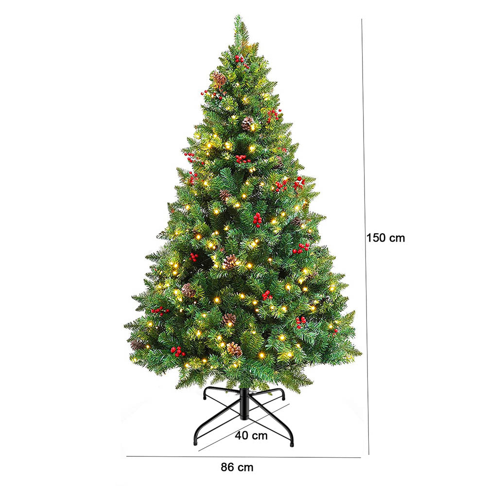 LED-es műfenyő, 150 cm – 180 meleg fehér LED-del