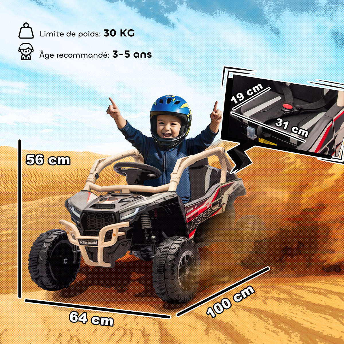 Kawasaki TERYX KRX 1000 Elektromos Gyerek UTV – 12V, Dupla Motor, Szülői Távirányító, Sárga