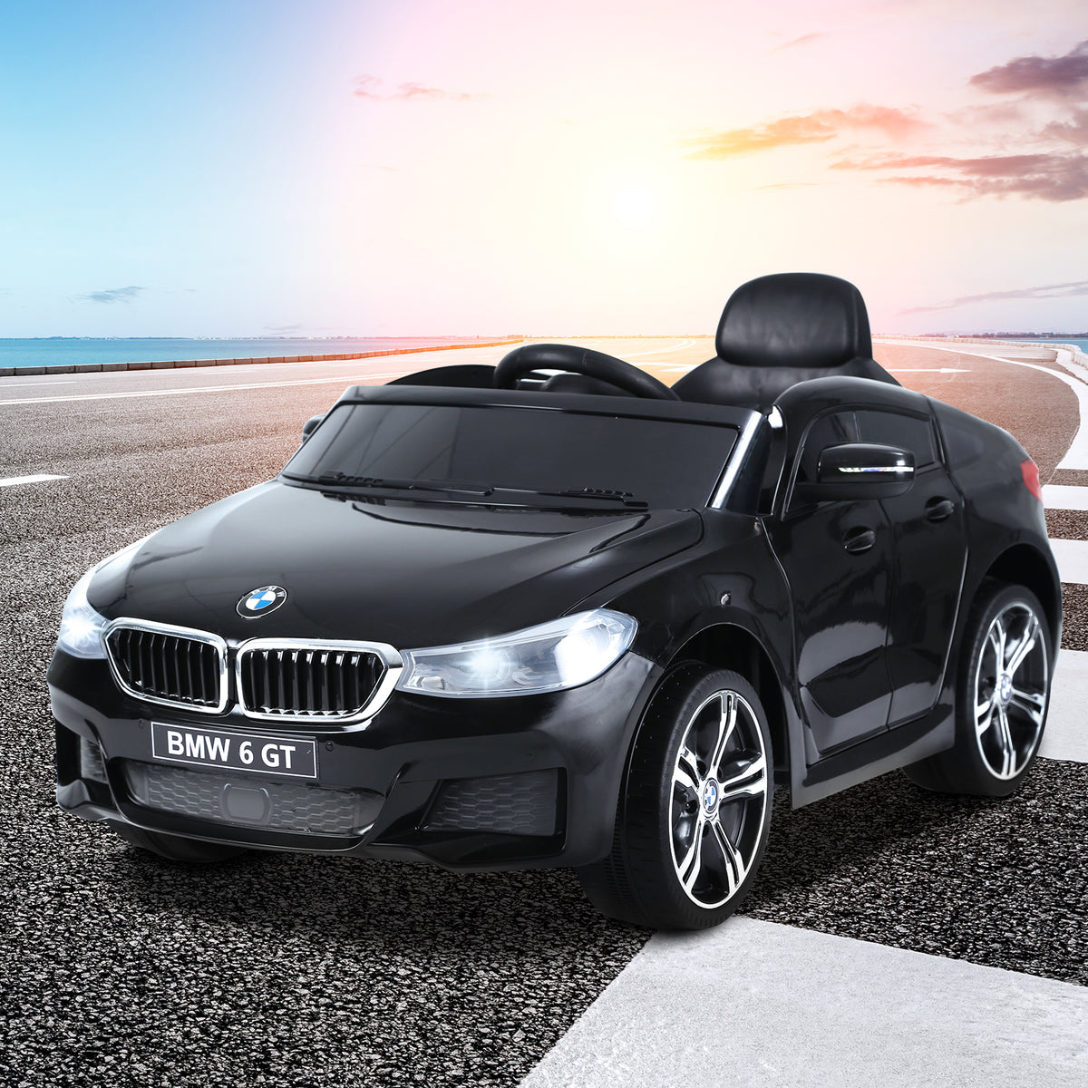Voiture électrique Enfants 6 V 3 Km/h Max. Effets sonores et Lumineux télécommande Incluse Noir BMW 6 GT