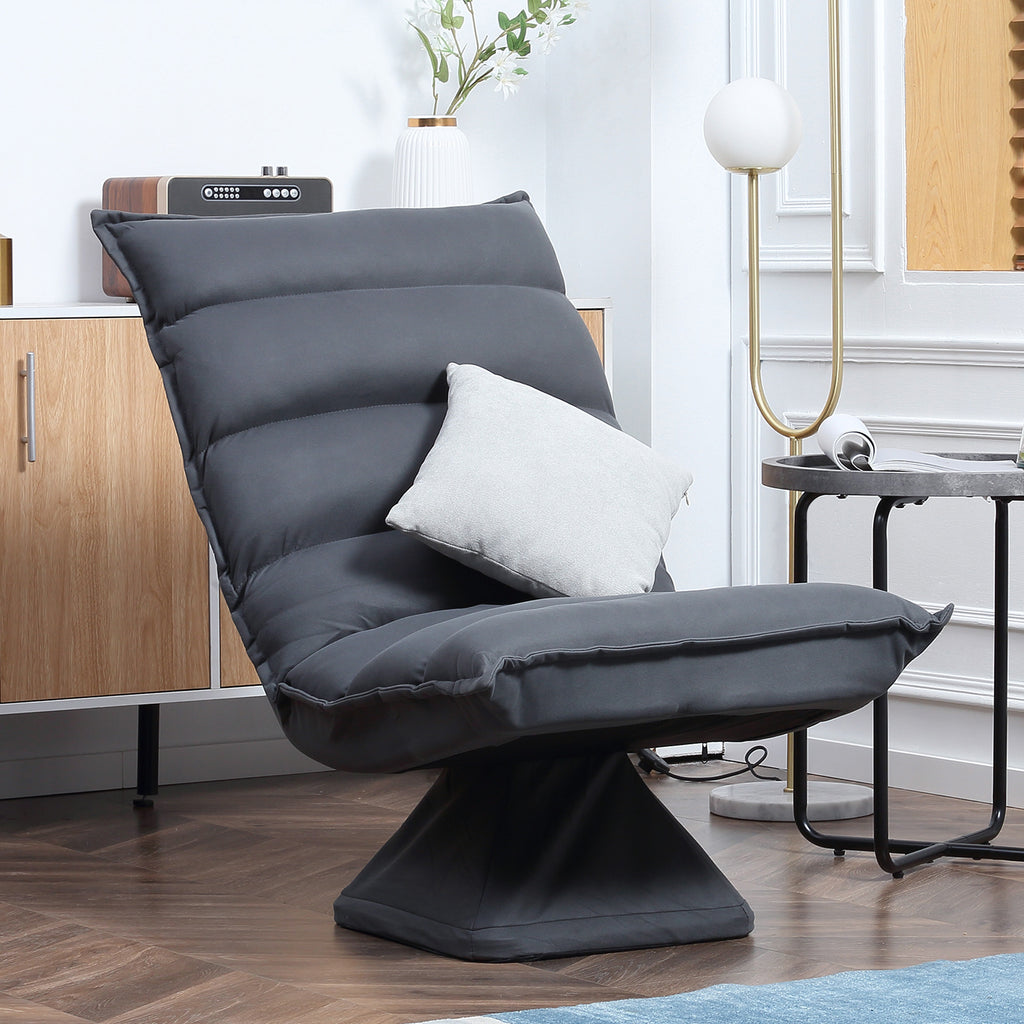 Fauteuil de sol paresseux pivotant 360° avec dossier inclinable design capitonné 62 x 62 x 95 cm gris foncé-9