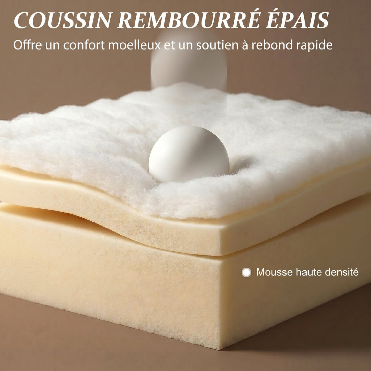 Canapé Convertible 2 Places, Canapé-Lit en Chenille 190cm, Dossier Rabattable, Assise et Accoudoirs Larges, Beige-4