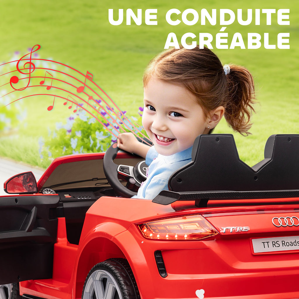 Véhicule électrique Enfant TT RS 12 V 30 W V. Max. 3 Km/h télécommande Effets sonores + Lumineux Rouge