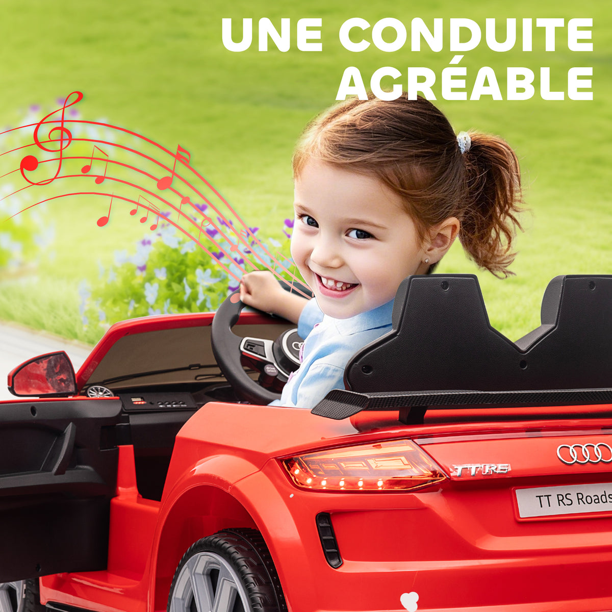 Véhicule électrique Enfant TT RS 12 V 30 W V. Max. 3 Km/h télécommande Effets sonores + Lumineux Rouge