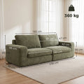 Canapé 3 Places en Velours Côtelé, Canapé de Salon Compressé Moderne 236 cm avec Coussin à Ressorts, Vert