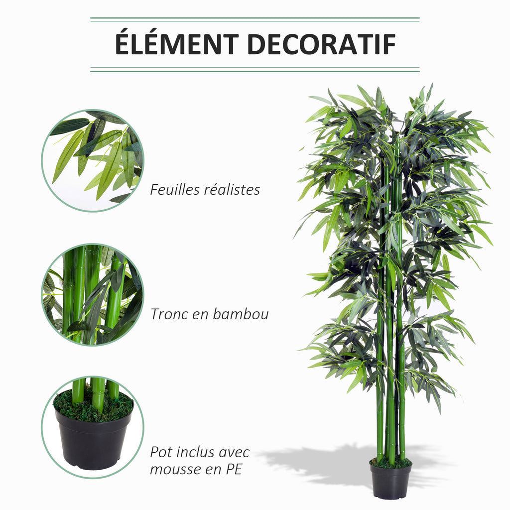 Bambou Artificiel XXL 1,80H m arbre artificiel Feuilles denses réalistes Pot Inclus Noir Vert-4