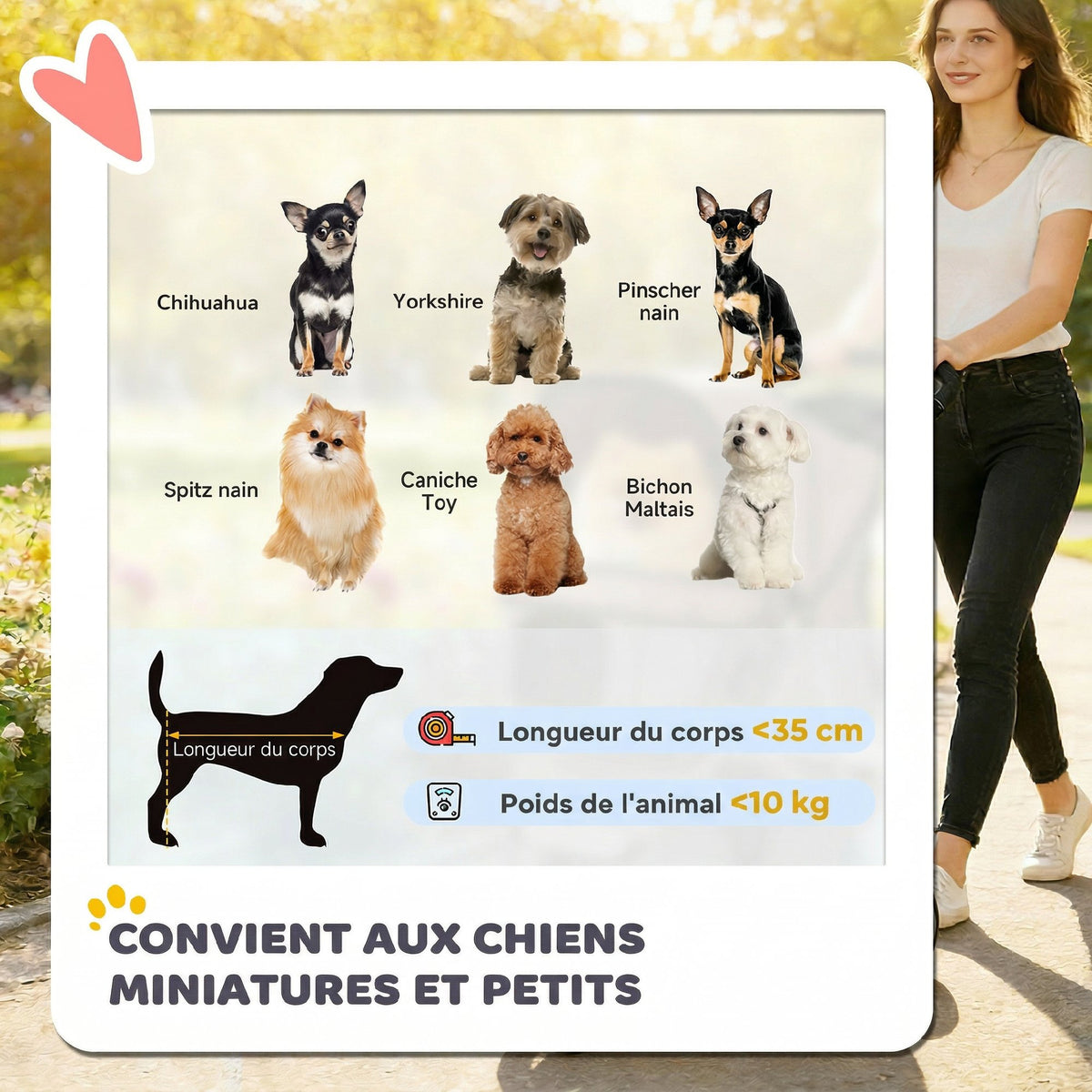 Poussette pour Chien 4 Roues, Chariot Pliable avec Auvent Réglable, Panier de Rangement, 77x44x102cm, Café