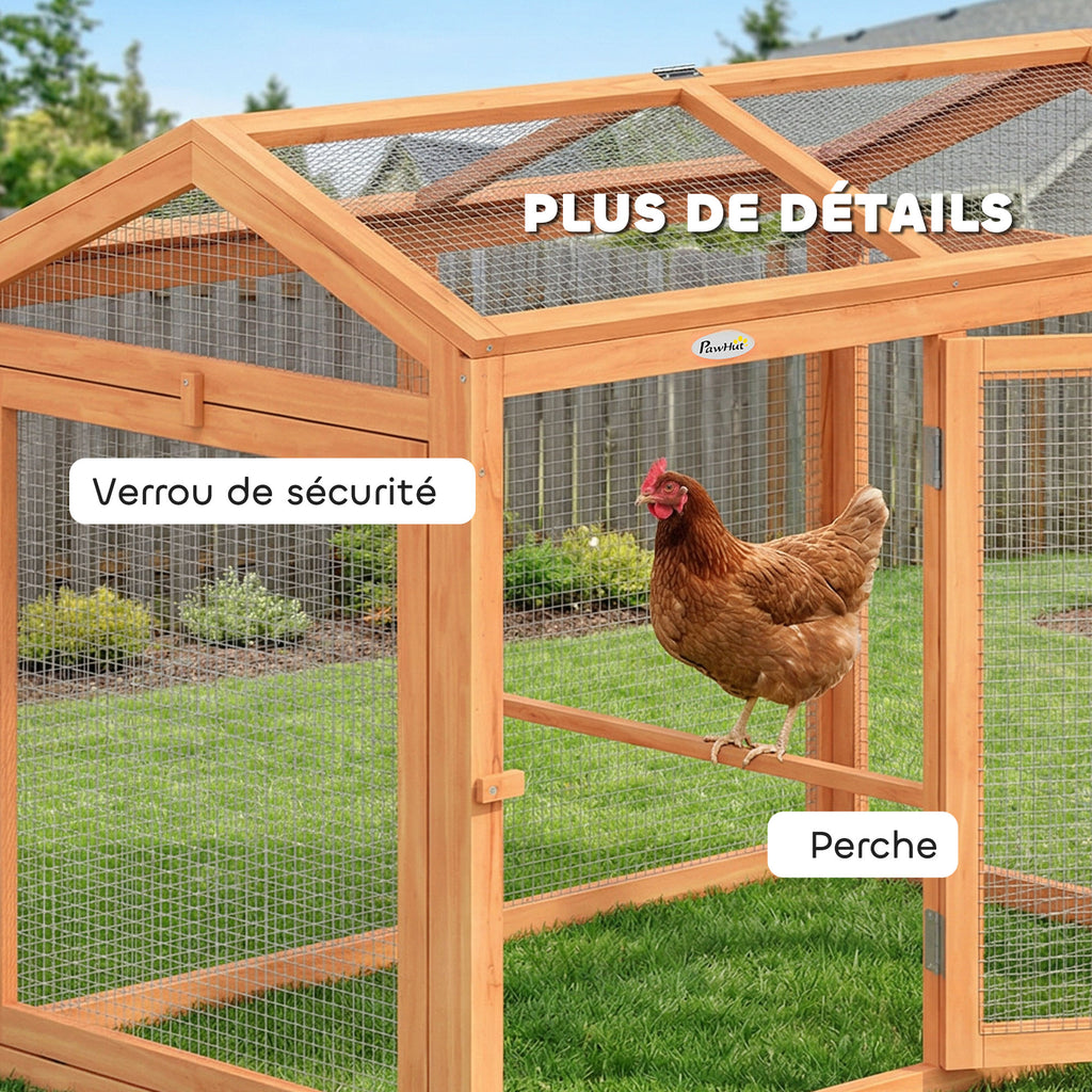 Enclos Poulailler en Bois avec Perchoir et Doubles Portes, Poulailler modulable pour jardin 104 x 70,5 x 84 cm, Orange-8