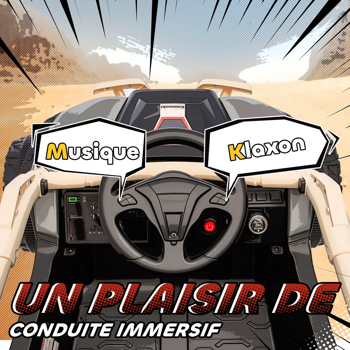 Kawasaki TERYX KRX 1000 Elektromos Gyerek UTV – 12V, Dupla Motor, Szülői Távirányító, Sárga