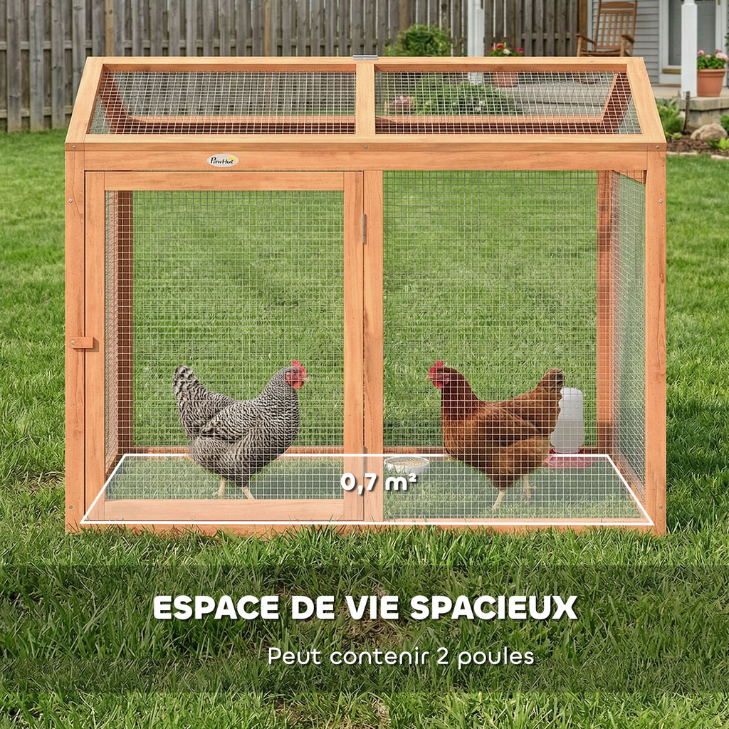 Enclos Poulailler en Bois avec Perchoir et Doubles Portes, Poulailler modulable pour jardin 104 x 70,5 x 84 cm, Orange-5