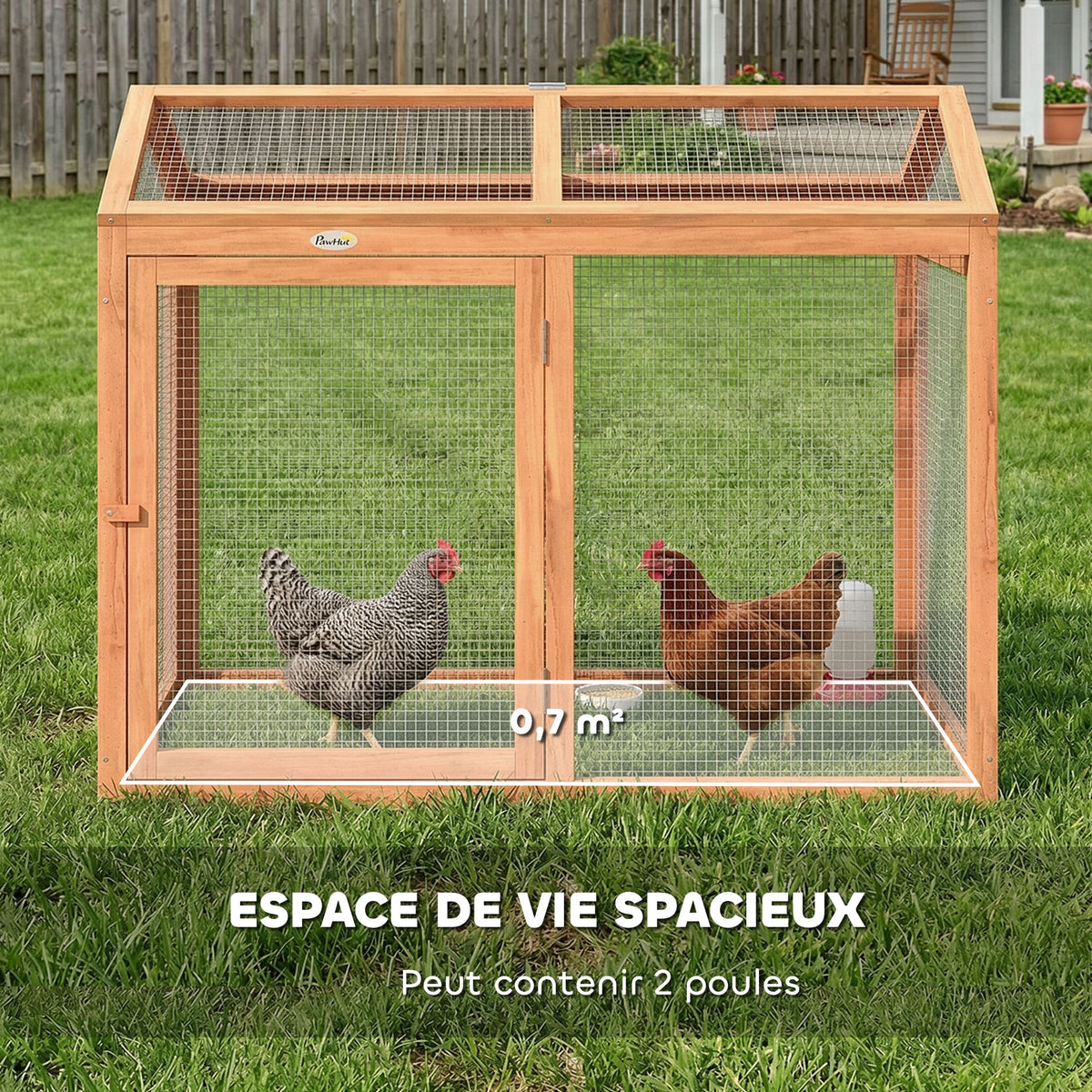 Enclos Poulailler en Bois avec Perchoir et Doubles Portes, Poulailler modulable pour jardin 104 x 70,5 x 84 cm, Orange-5