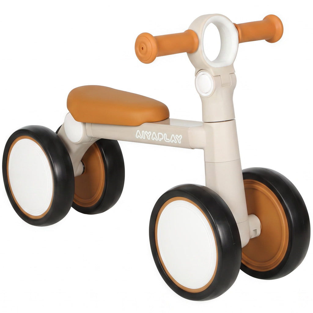 Draisienne Bébé 1-2 Ans Pliable, Cadre Léger en Aluminium, Siège Guidon Réglables, Pneus Silencieux, 57x28,5x40cm, Crème