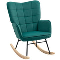 Fauteuil à bascule rocking chair revêtement en velous structure en acier 71 x 98 x 101 cm Vert-0