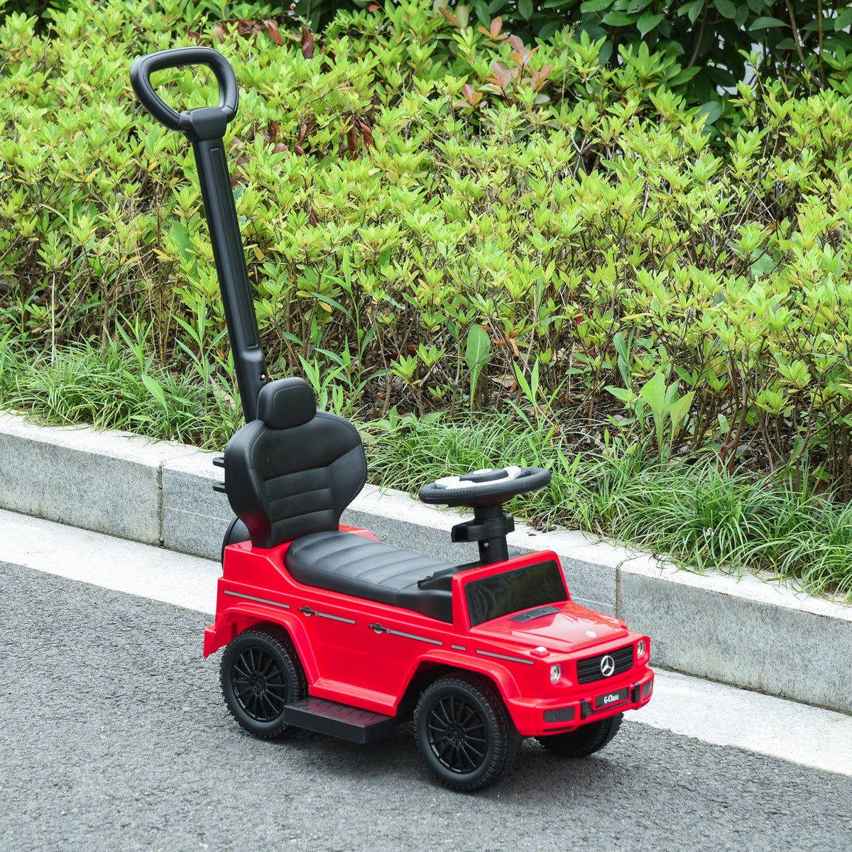 Porteur Enfants Voiture Enfant Multi-équipée 12-36 Mois klaxon Marche-Pieds, Garde-Corps et ombrelle Rouge
