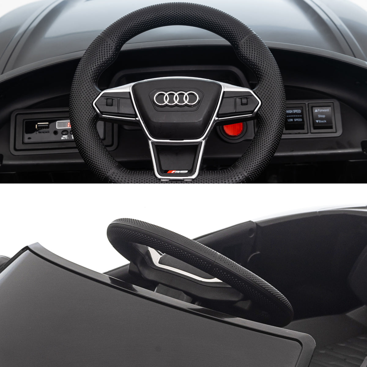 Voiture électrique enfant 12 V - véhicule électrique avec télécommande parentale fournie - V. Max. 5 Km/h - effets sonores, lumineux - Audi RS E-tron GT noir
