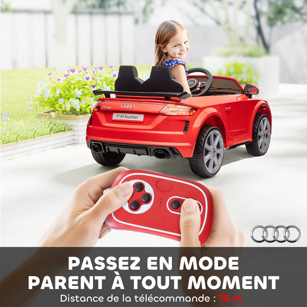 Véhicule électrique Enfant TT RS 12 V 30 W V. Max. 3 Km/h télécommande Effets sonores + Lumineux Rouge