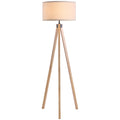 Lampadaire trépied style scandinave 40 W max. dim. 45L x 45l x 152H cm bois de pin lin beige-0