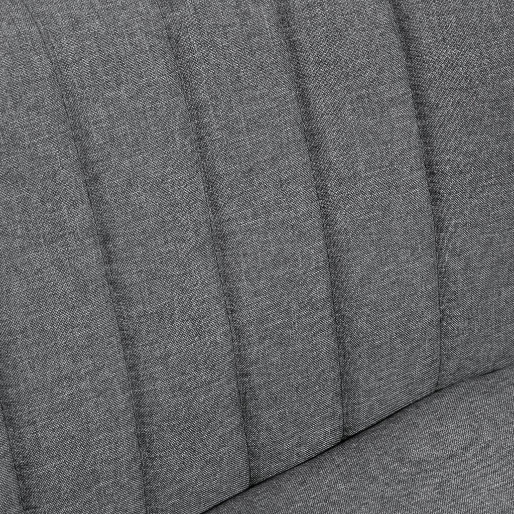 Canapé 2 Places, Canapé de Salon en Tissu Aspect Lin, Assise Rembourrée et Pieds en Bois d'Hévéa, 117x56,5x77cm, Gris-8