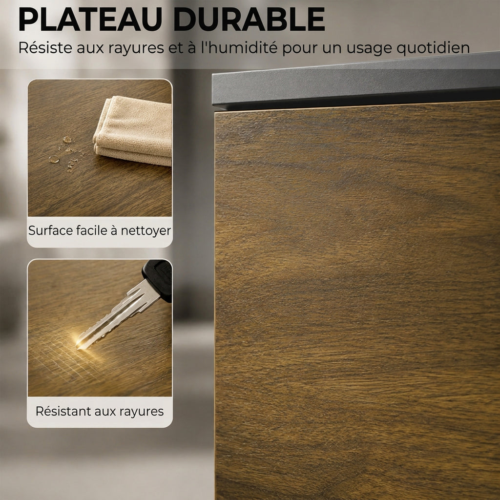 Meuble TV Suspendu ou sur Pied 160 cm pour Téléviseur 65 Pouces, Porte à fermeture, Passe-câbles, Noyer-5