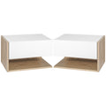 Lot de 2 Tables de Chevet murales - Lot de 2 Tables de Nuit - tiroir Coulissant, étagère, Bicolore Aspect chêne Blanc-0