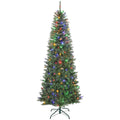 Sapin de Noël artificiel 210 cm, arbre de Noël fin avec 350 lumières, 1273 pointes, support en métal pliable, vert-0