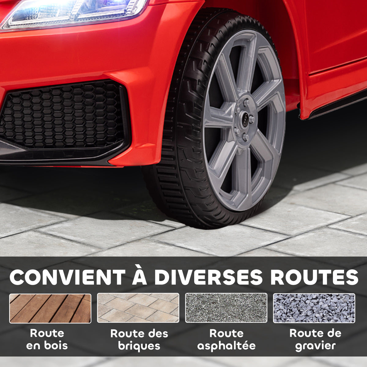 Véhicule électrique Enfant TT RS 12 V 30 W V. Max. 3 Km/h télécommande Effets sonores + Lumineux Rouge