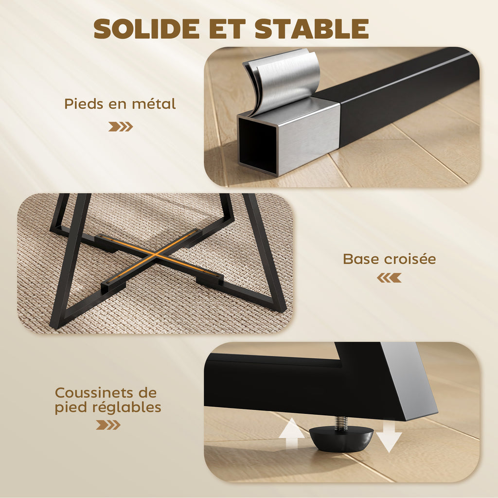 Table à manger ronde pour 4 personnes, Ø 100 x 76 cm, table de cuisine avec large plateau et étagère, brun rustique-6