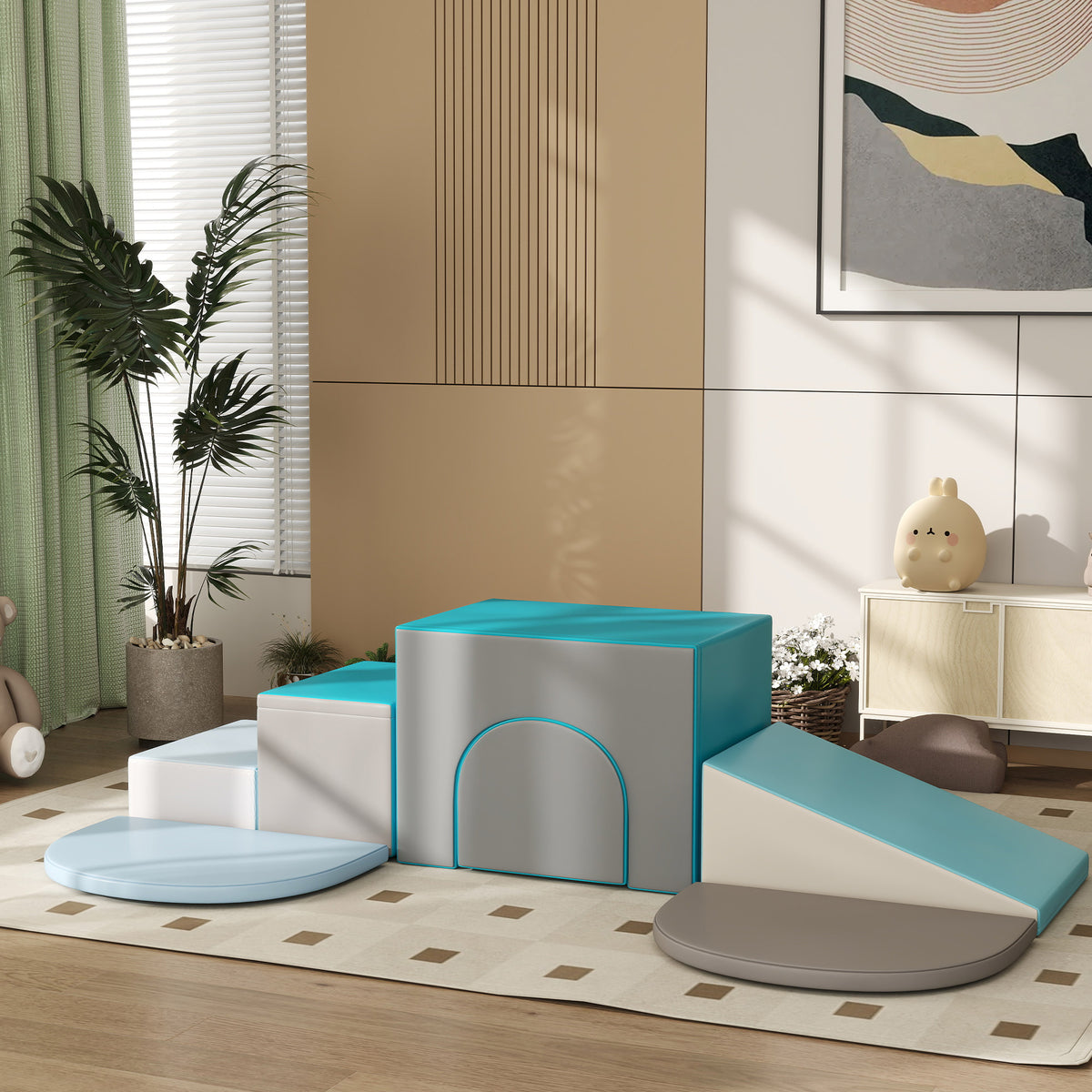 7PCS Module motricité bébé parcours motricité bébé en mousse EPE pour enfants d'âge préscolaire, multicolore